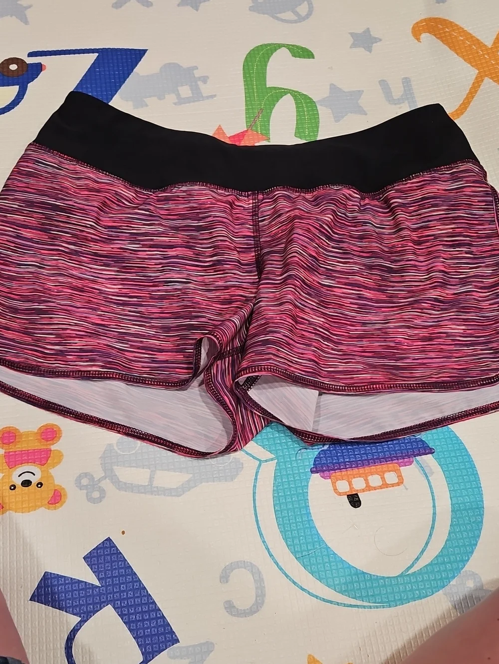Ideology Pink Space-Dye Athletic Shorts with Black Waistband